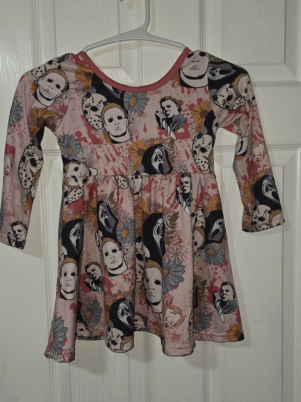 Toddler Girl Horror Movie Floral Twirl Dress Size 3T Halloween Spooky